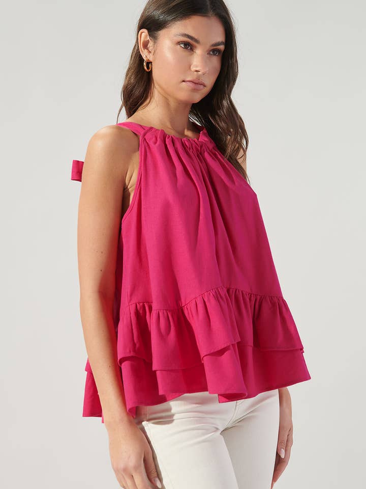 Fuschia Lizette Tie Back Trapeze Top for wholesale on Faire