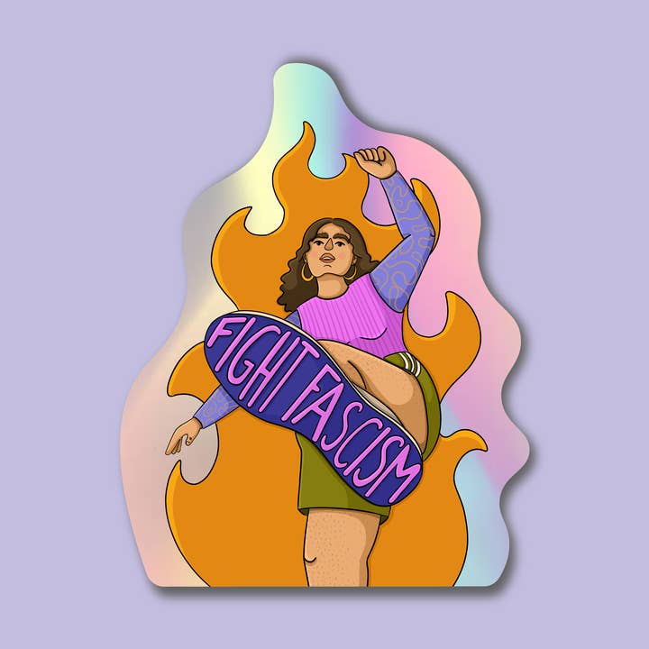 Sticker "Fight Fascism" for wholesale by Illustramyy