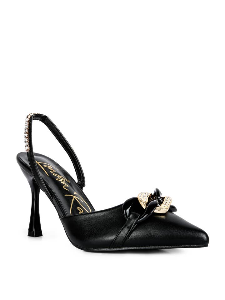 Rag Company - Wholesale High Heels - Women's - Pull Me Diamante Metal Chain Sandals