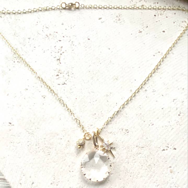VB&CO Designs Handmade Jewelry - Wholesale Pendant/Charm Necklace - Crystal Jewelry Crystal Gold Necklace Boutique Salon trendy