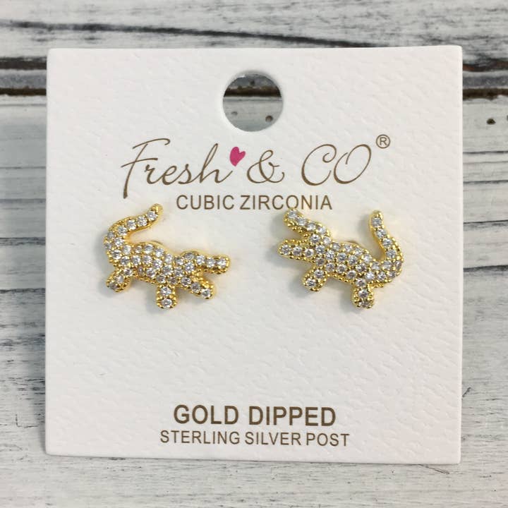 Kleine Postohrringe aus Strass-Alligatorleder für den Großhandel von SongLily