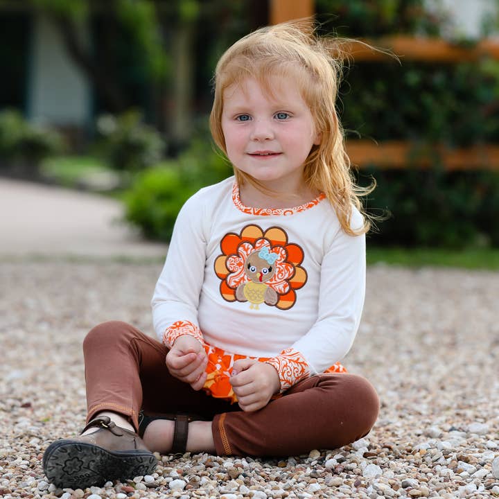 AnnLoren – Conjunto de top e leggings – Criança por atacado – Meninas Laranja Túnicas e Leggings Roupa Túnica & Leggings6