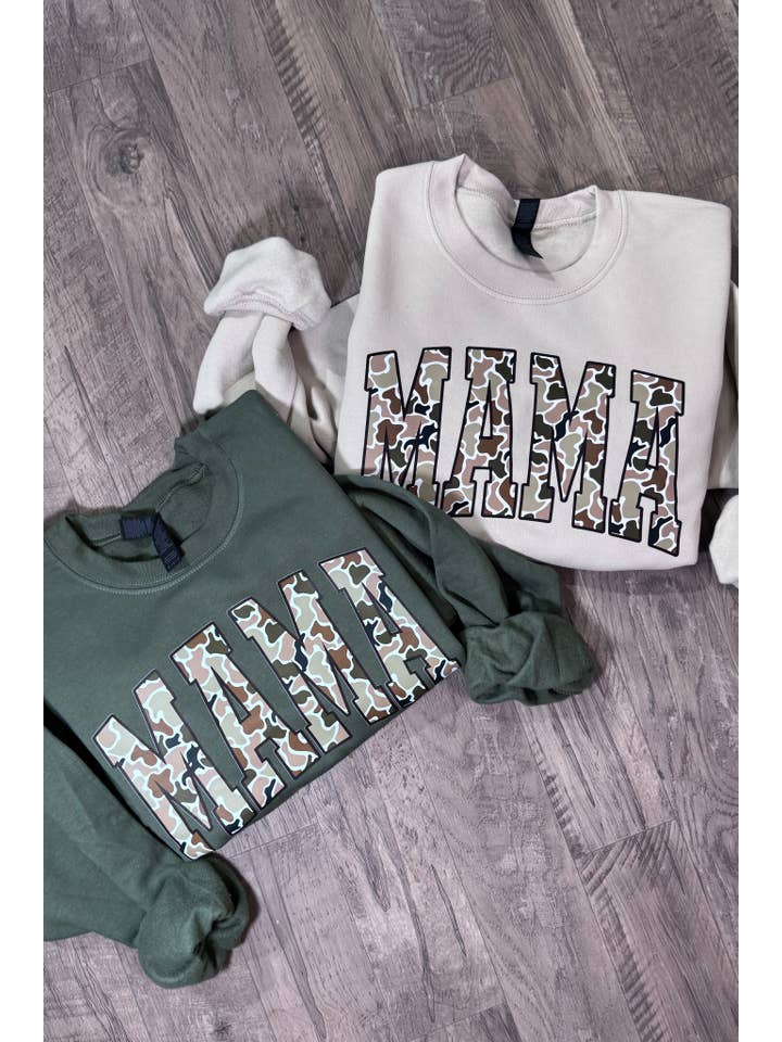 Spirit+Tribe - Wholesale Graphic Sweatshirt - Women's - CAMO MAMA SWEATER