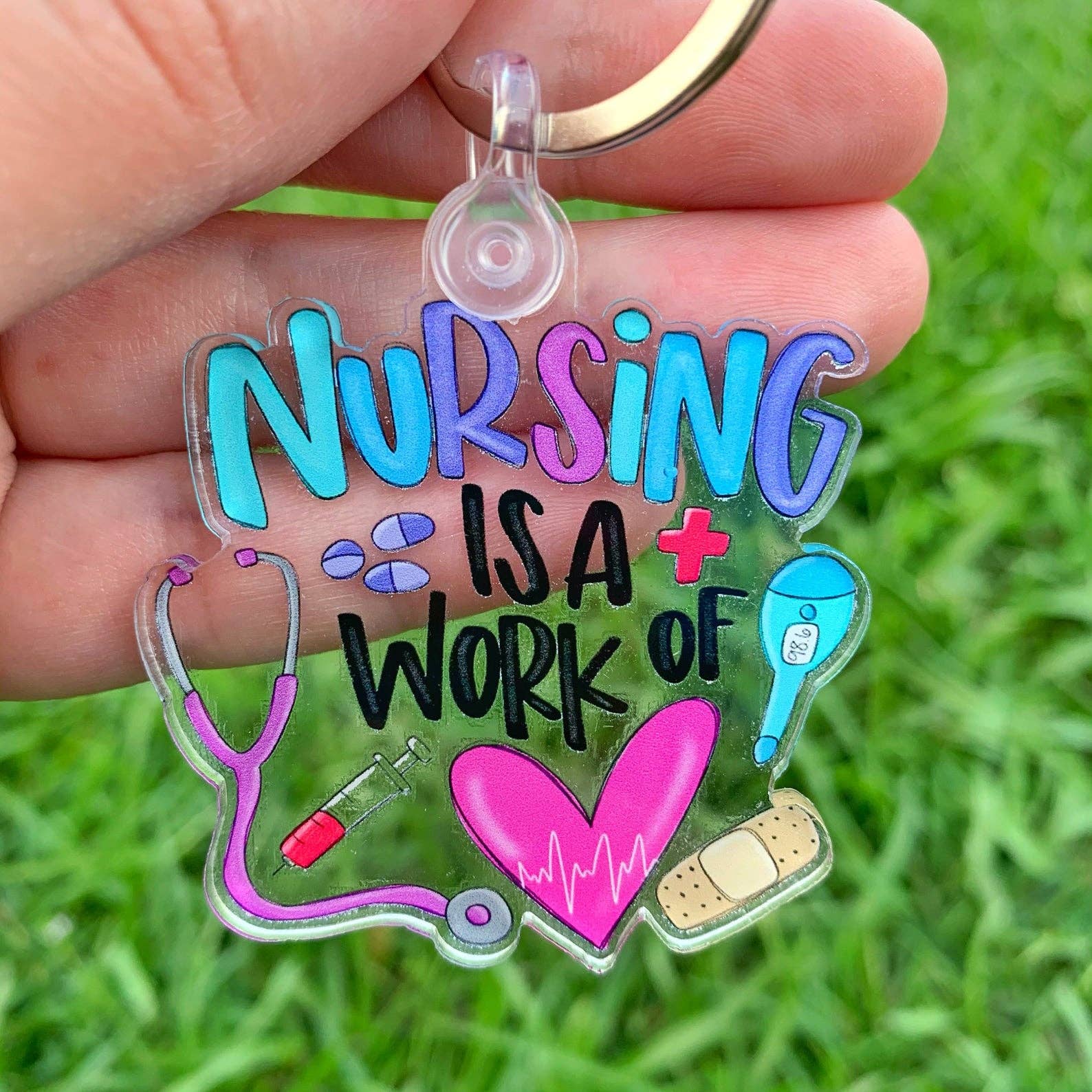 Painted Skies - Wholesale Keychain - Women's - Nursing Is A Work Of Heart Acrylic Keychain2