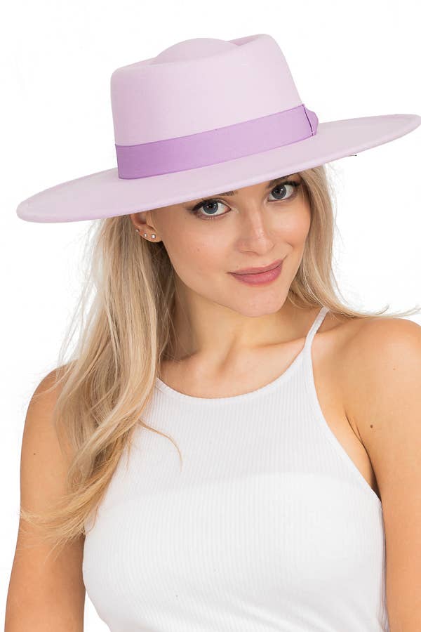 Cap Zone – wholesale Fedora - Dam – Wide Brim Bolero Faux Filt Pork Pie Crown Hat14