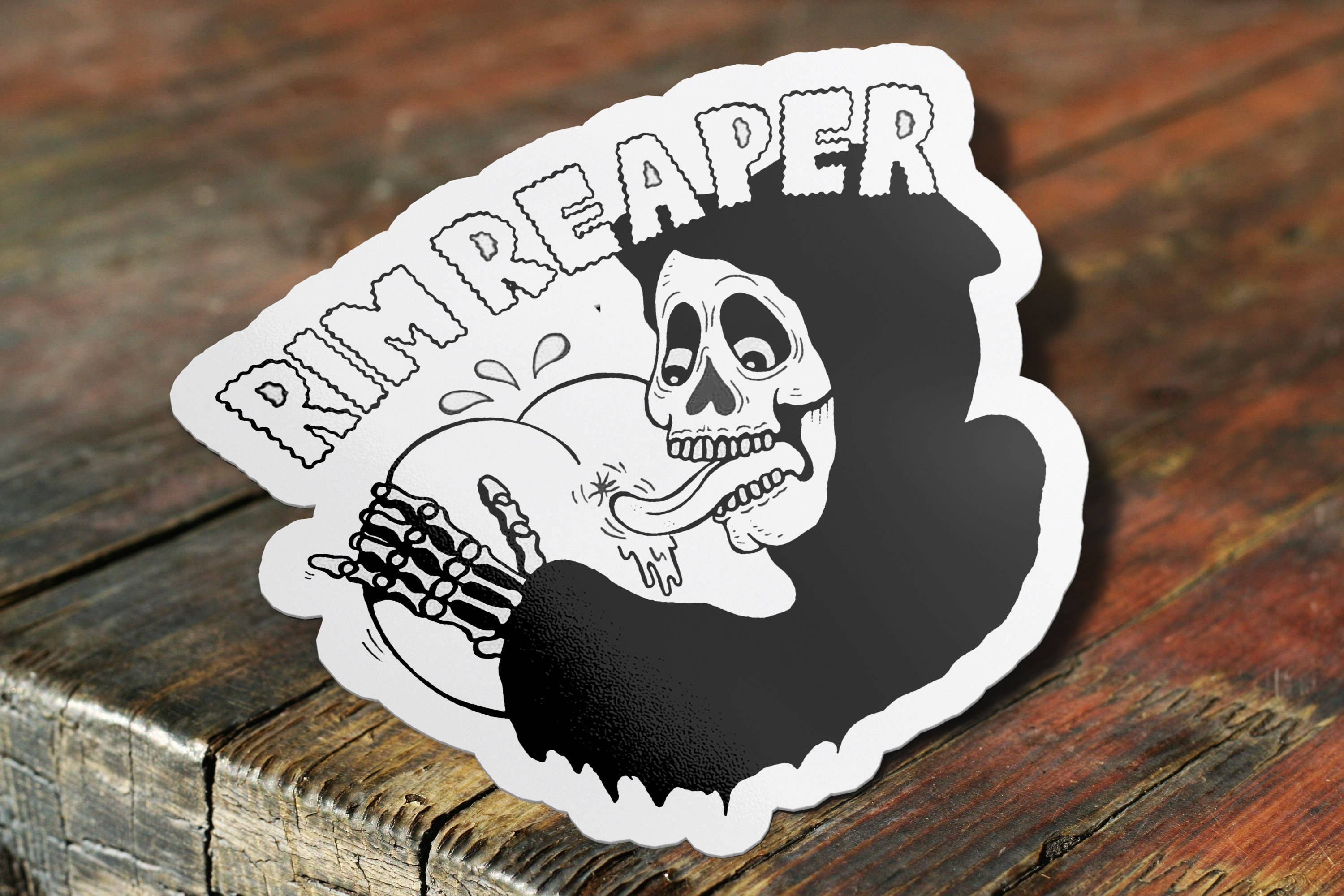 Sticker Bull - Wholesale Sticker - Rim Reaper Sticker, Grim Reaper Parody Sticker, Meme Sticker for Laptop, Phone, Waterbottle, Car1