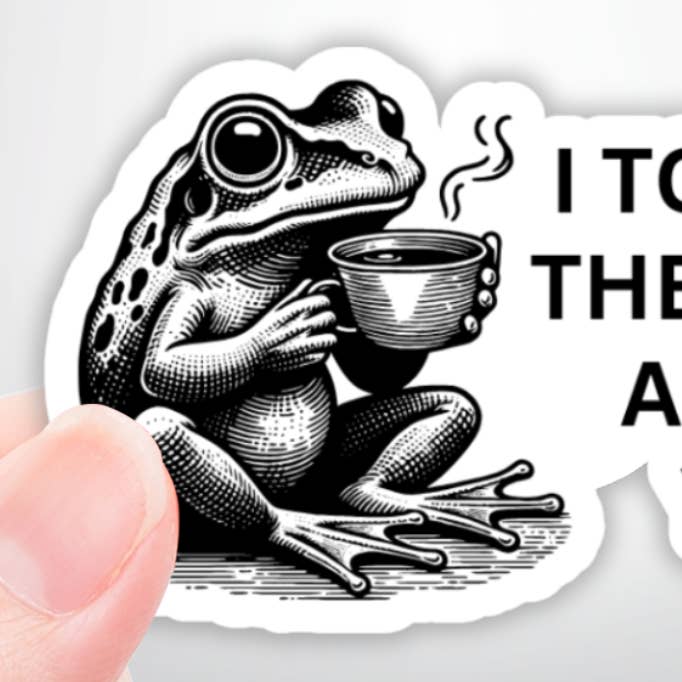 Autocollant découpé thérapie grenouille amusante (imperméable et résistant aux UV) pour la vente par Coyote Color