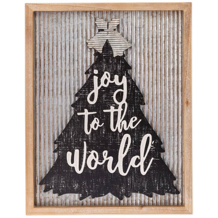 20" Joy To The World Black & White Christmas Sign for wholesale by Boston International