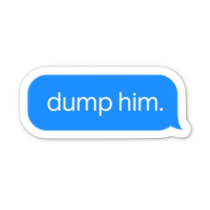dump him text message vinyl sticker for wholesale by MOLLY SMILES
