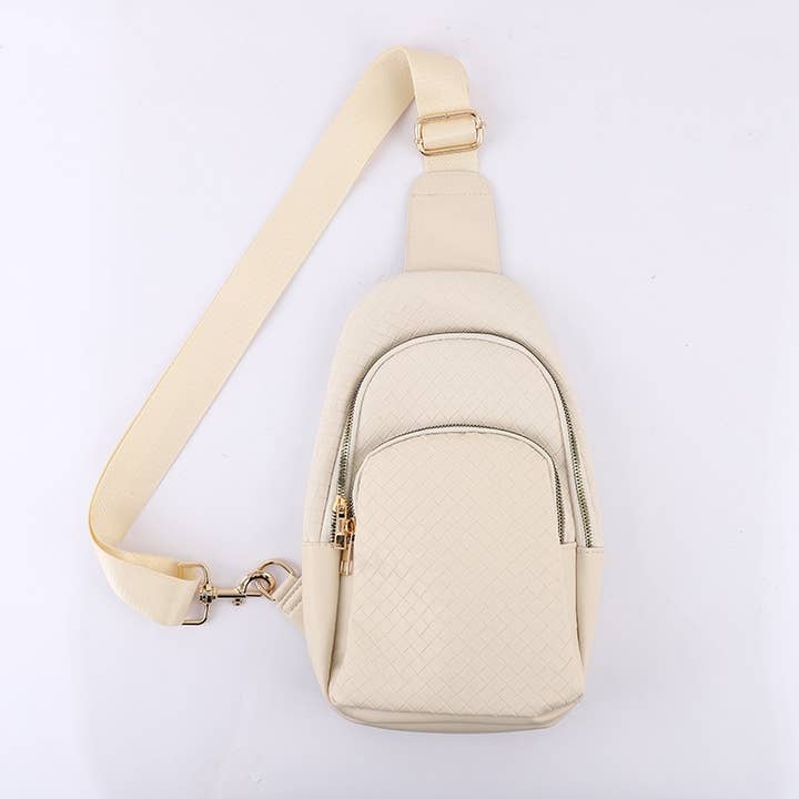 JOSSLYN by wall to wall - Wholesale Crossbody Bag - Unisex - BRAIDED WEAVE VEGAN SLING CROSSBODY STADIUM BAG | 40P542