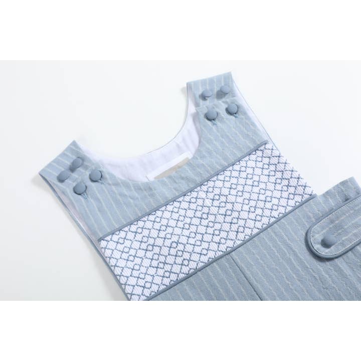 Lil Cactus - Wholesale Overalls - Baby - Light Blue Pinstripe Smocked Jon Jons5