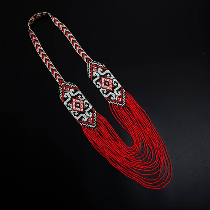 House of Kraft - Wholesale Jewelry Set - White Pattern Jewelry Set | Beaded Jewelry | Red Jewelry5