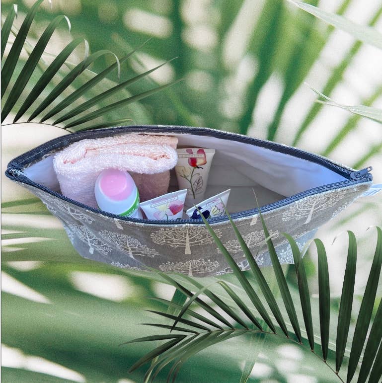 everydaybags.gifts - Vendita all'ingrosso Beauty case - Donna - Borsa da toilette in tessuto di gelso grigio fatto a mano – Borsa per articoli da toeletta2