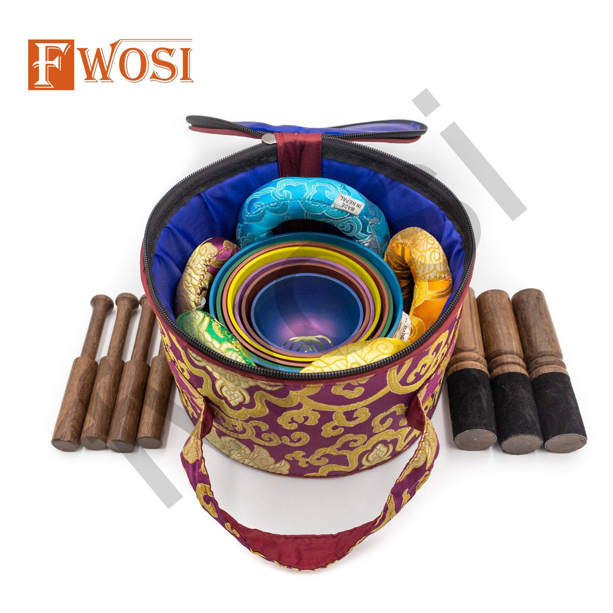 Fwosi - Wholesale Meditation Supplies - Tibetan Singing Bowls Set | Antique Mindfulness Bell Meditation Bowl Yoga Therapy | Healing Bowl | Sound Bowl | Self-Care Gift8