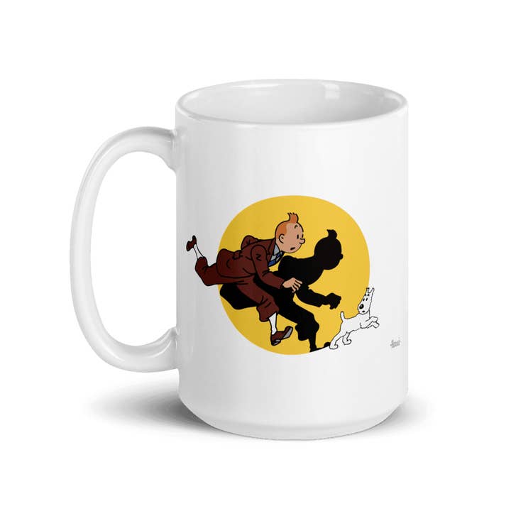 Art-O-Rama Shop - Wholesale Coffee Mug - Tintin and Snowy (Milou) Getting Hit By A Spotlight Mug4