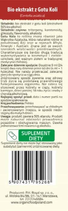 Royal Brand - Wholesale Oral Supplement/Vitamin - EKSTRAKT Z GOTU KOLA W KROPLACH BIO 50 ml - ROYAL1