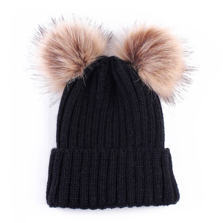 PatPat - Wholesale Mommy & Me Sets - Double Hairball Knitted Beanie Hats for Mommy and Me