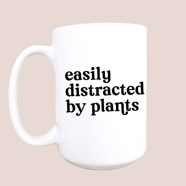 Mug and Mini - Vente Tasse à café - Tasse de 15 oz, facilement distrait par les plantes, drôle, tasse à café0