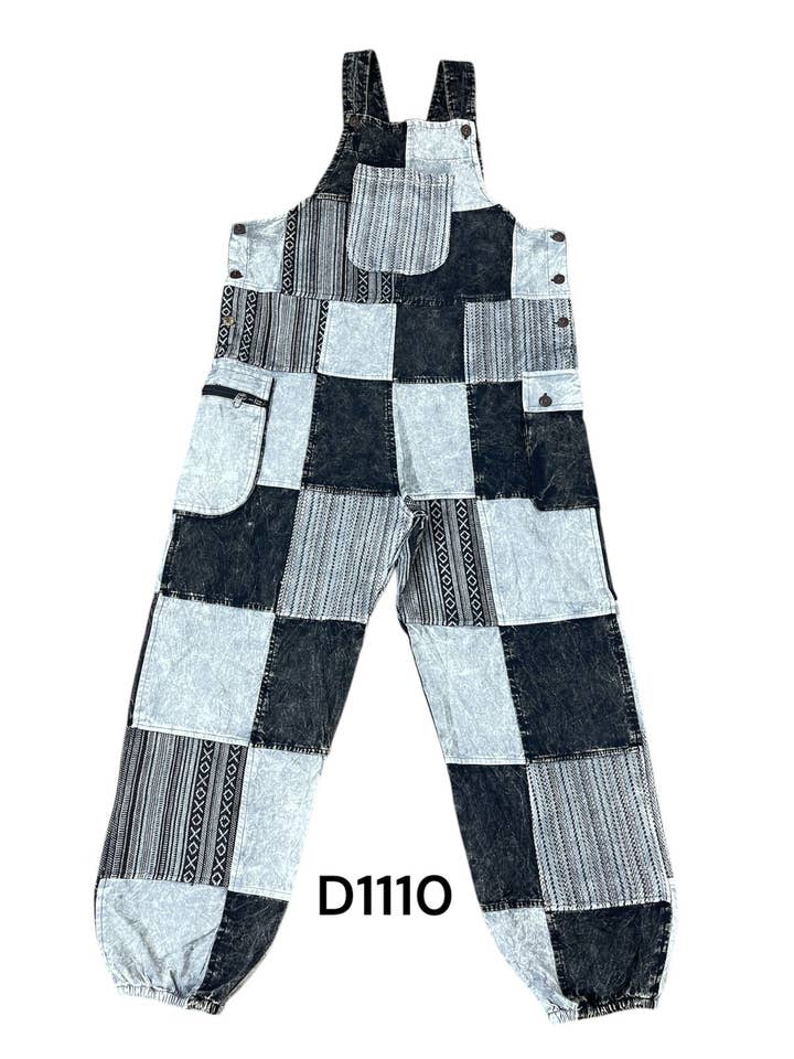 Rising International Inc - Wholesale Overalls - Women's - Patchwork Bottom Closer Overall Jumpsuit D1110