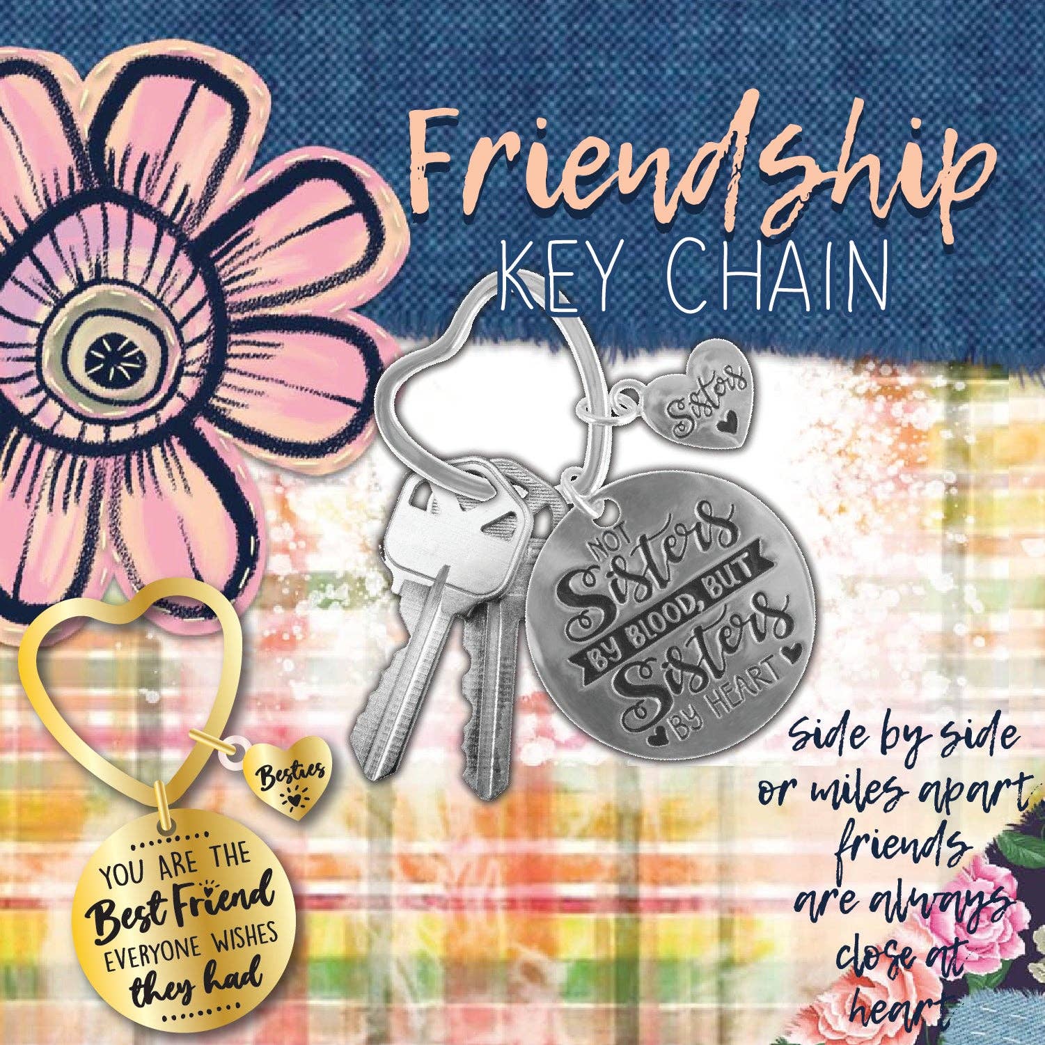 Novelty Brands - Wholesale Keychain - Women's - Metal Key Chain Friendship Assortment - 12/Display2