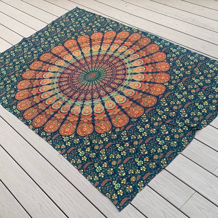 Lungta Imports - Venta al por mayor Tapices/telas - Tapiz de mandala de loto para decoración para colgar en la pared 80 «X50" Verde