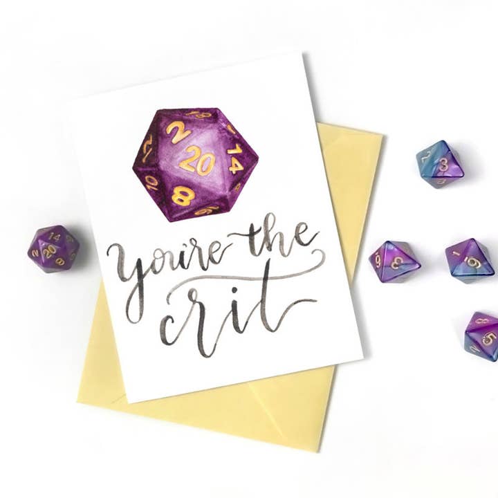 CharmCat - Wholesale Everyday Greeting Card - You’re the Crit Card — Dungeons and Dragons Card