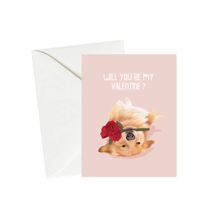 Will You Be My Valentine Card for wholesale by Pawssionate Art