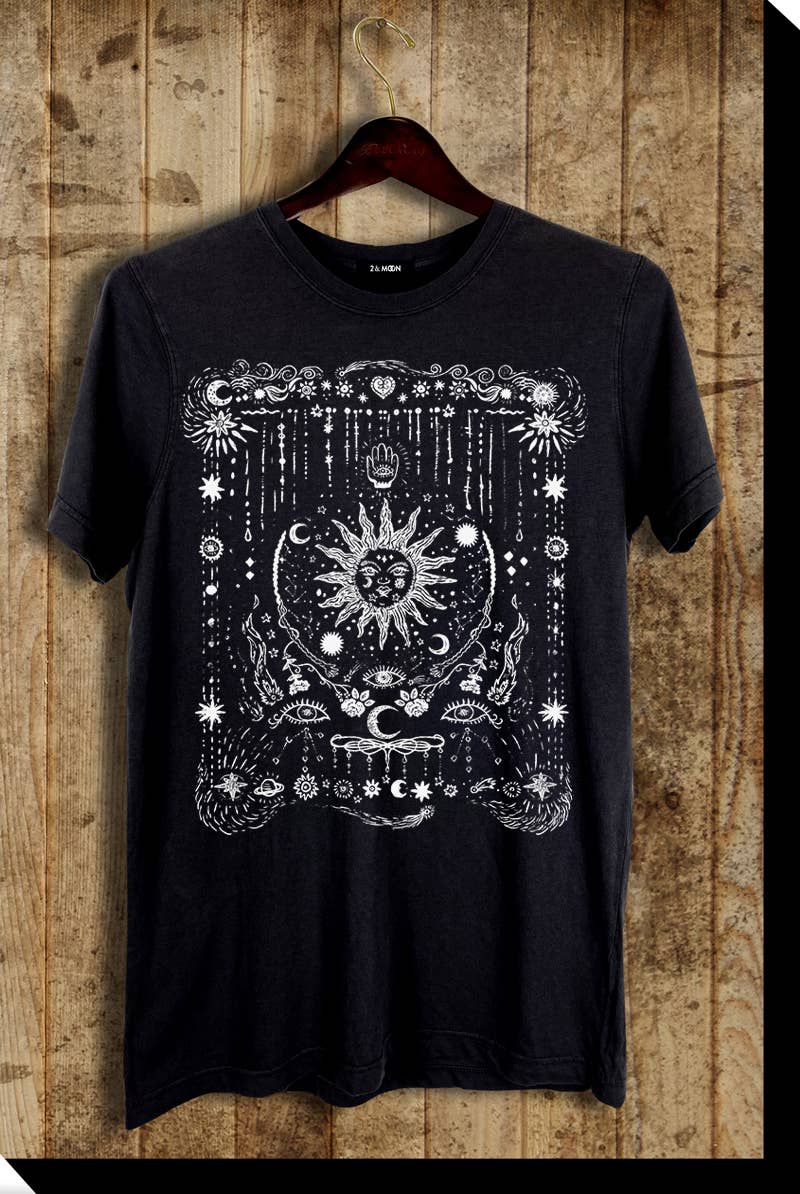 2&moon - Vente T-shirt sérigraphié – femme - T-shirt à motif étoiles, soleil et lune0