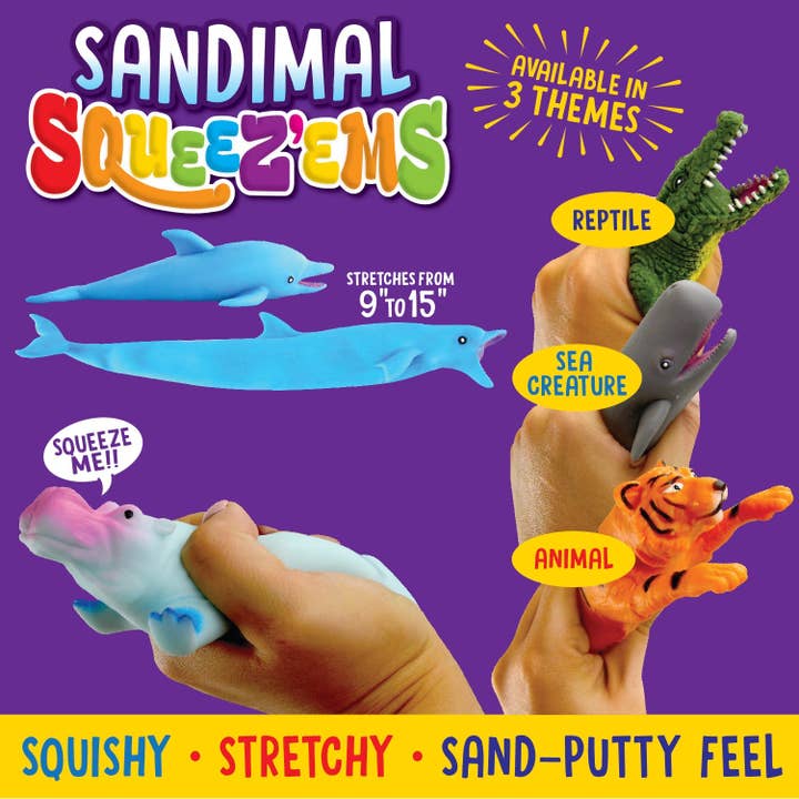 Kipp Brothers - Wholesale Squishy Toy - Kids & Baby - LARGE SQUEEZE SAND ANIMALS 12 PIECES PER DISPLAY