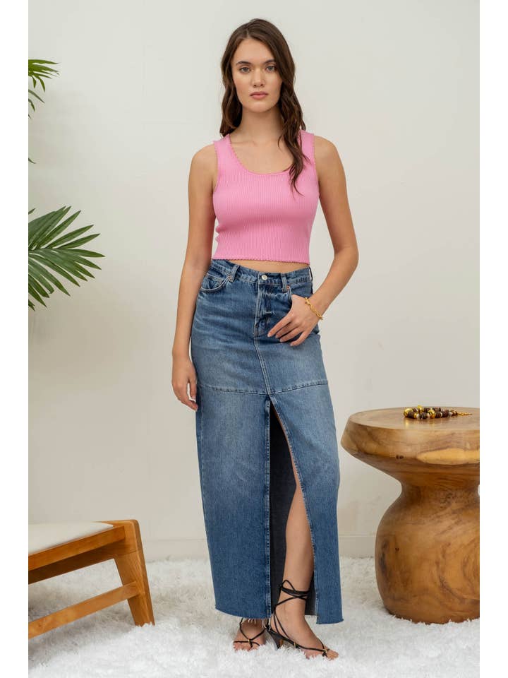 The Workshop Studio – Engroshandel Strikket top - Dame – STRIKKET CROP TOP MED KAMMUSLINGSTRIKKET TRØJE16