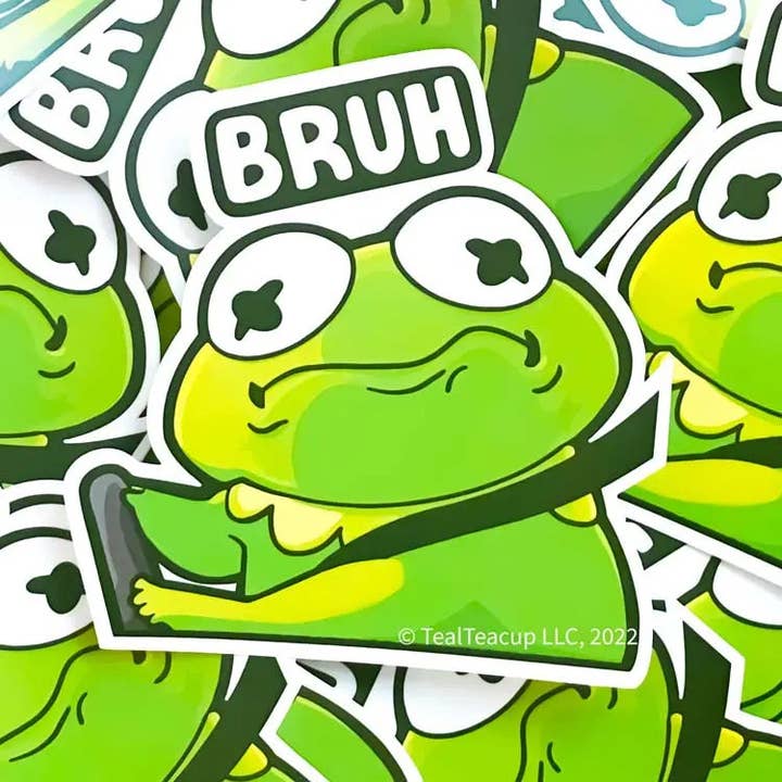 TealTeacup - Wholesale Sticker - Kermit Bruh Frog Decal1