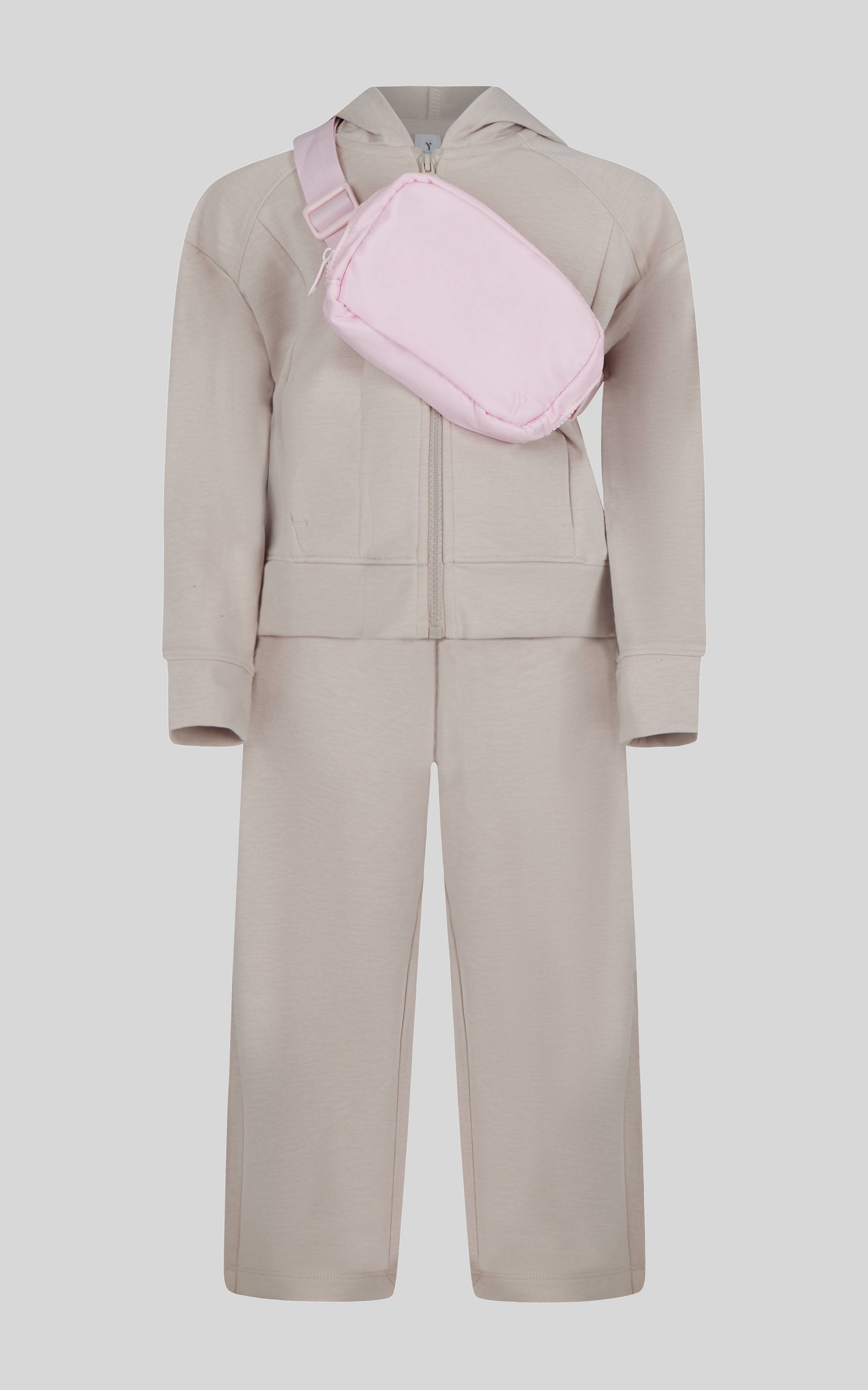 90 Degree by Reflex & Yogalicious - Wholesale Top & Pant Set - Kids - Little Girls Jacket, Wide Leg Pant, and Bag Set2