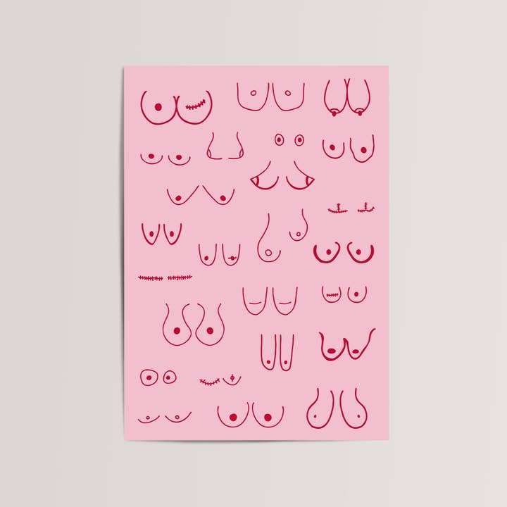 THE WALL HABITAT - Wholesale Poster - Boobs Feminist Art Poster Print1