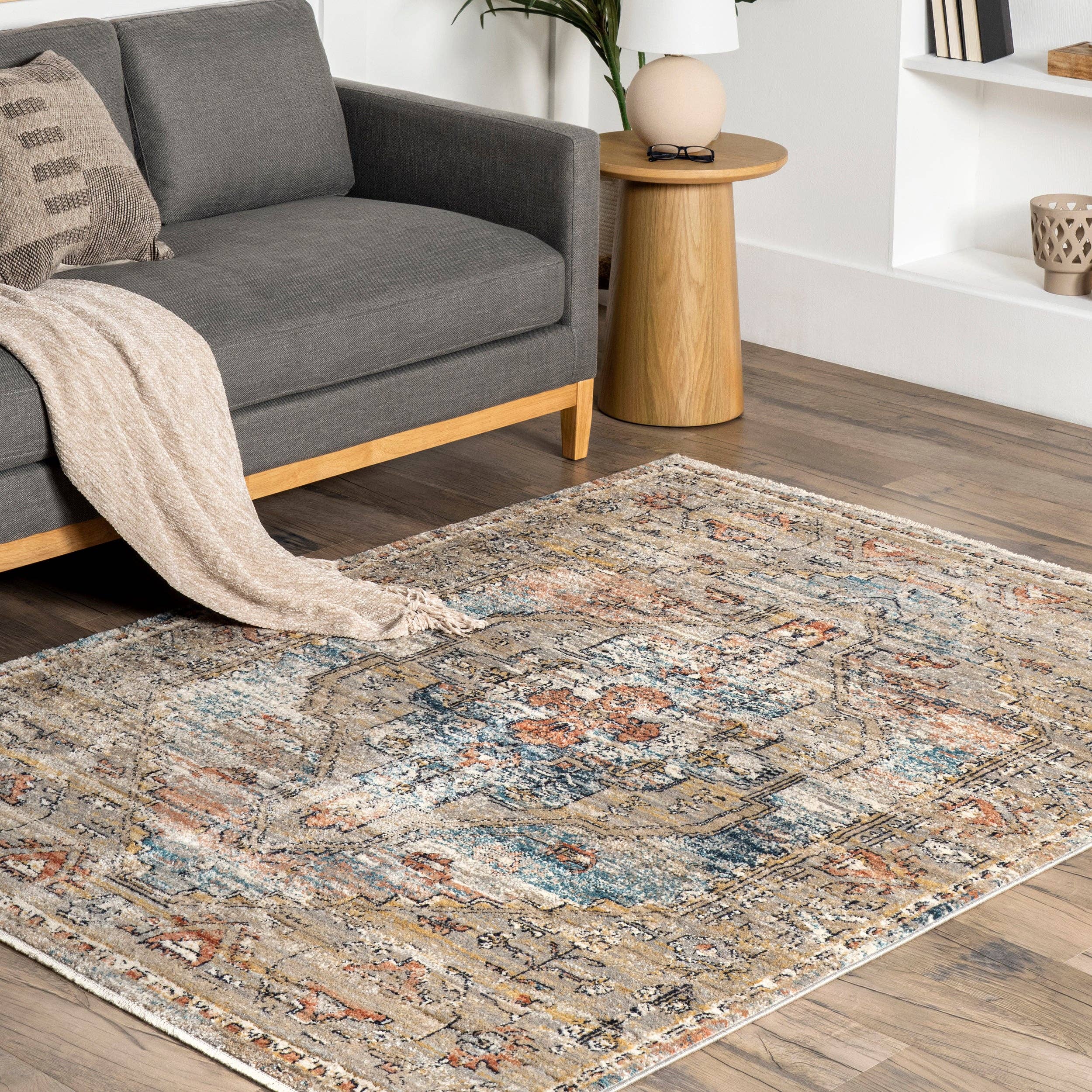 Beige Marley Traditional Medallion Fringe Area Rug for wholesale on Faire7