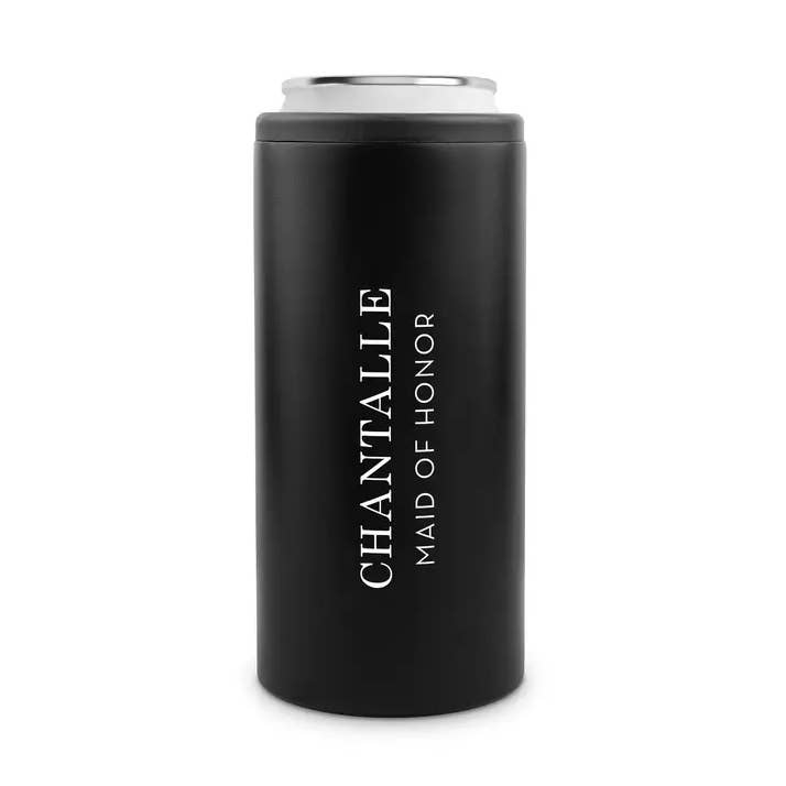 Slim Can Cooler for 12 oz. Cans - Classic Font for wholesale by Weddingstar Inc.