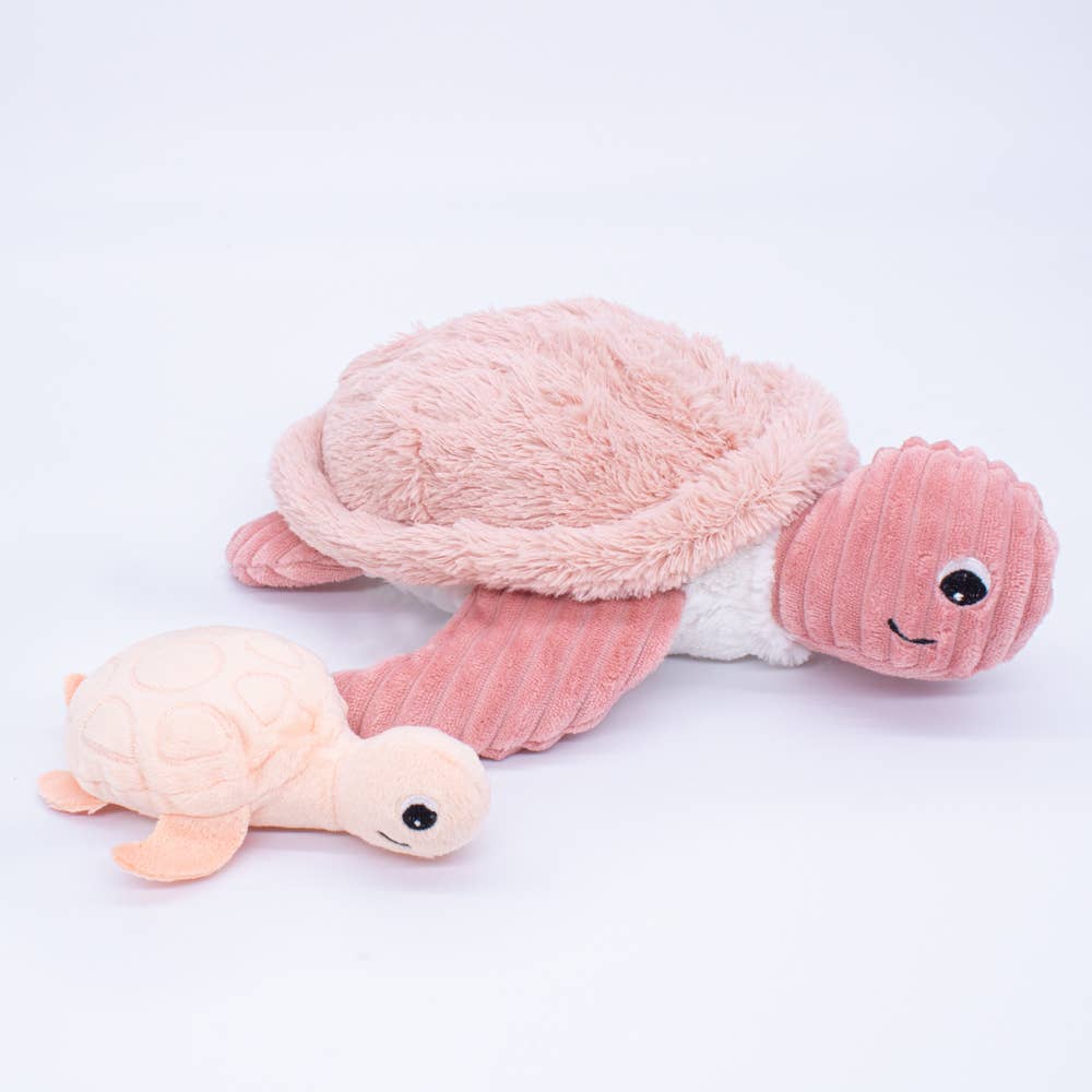 Les Déglingos, France – Peluche - Crianças e bebés por atacado – LES PTIPOTOS - PELUCHE TARTARUGA MÃE E BEBÉ 30CM ROSA1