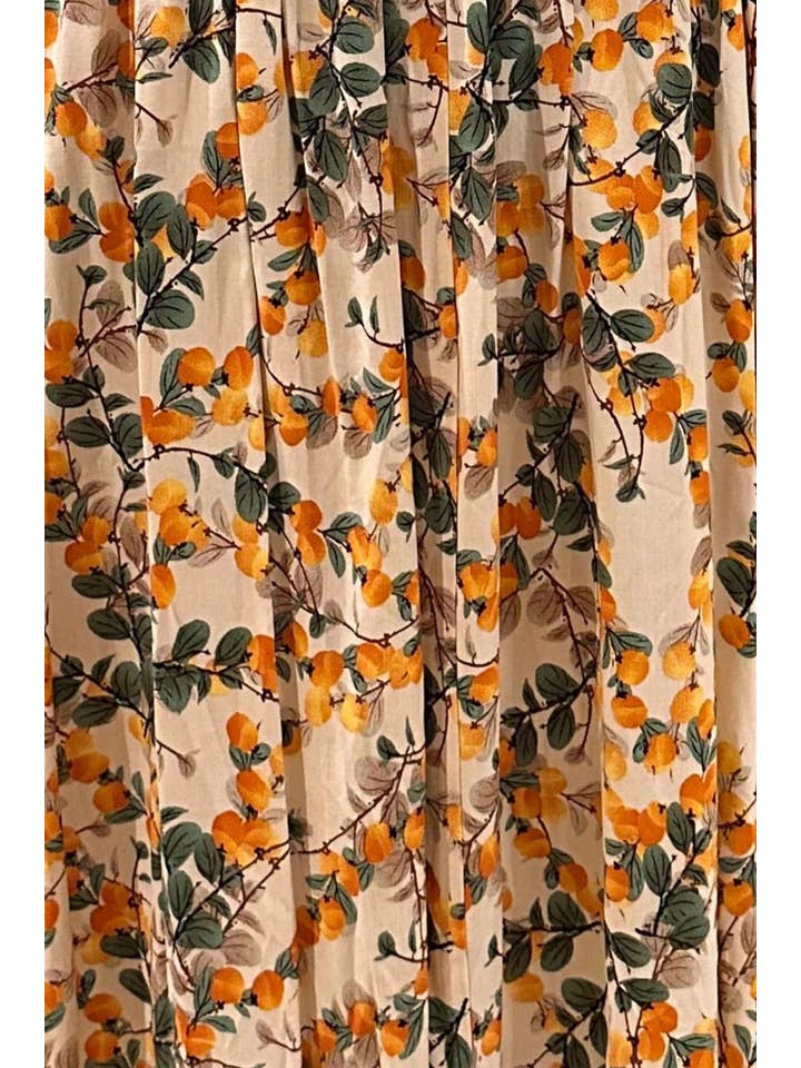 Beige Sophie Maxi Dress Fit & Flare Citrus Print for wholesale on Faire
