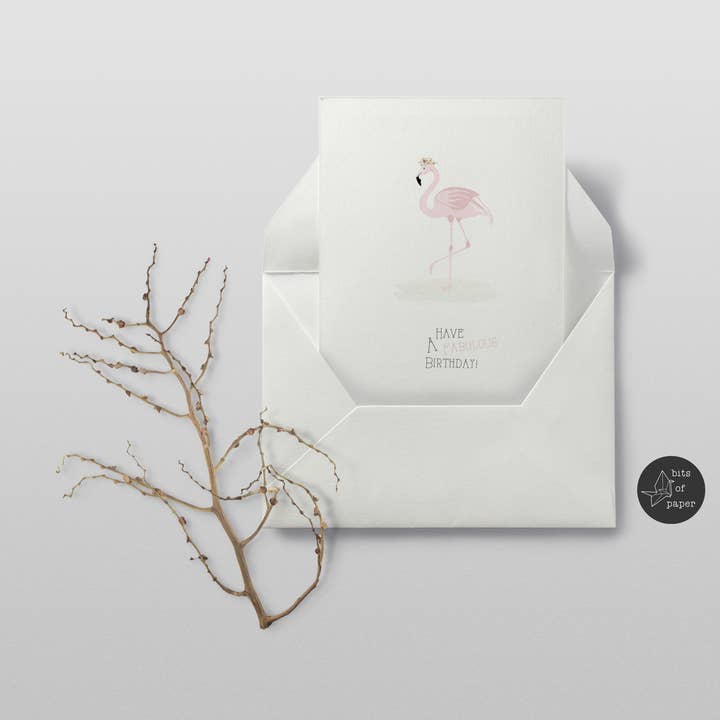 Carte d'anniversaire flamant rose fabuleux pour la vente par Bits of paper design co
