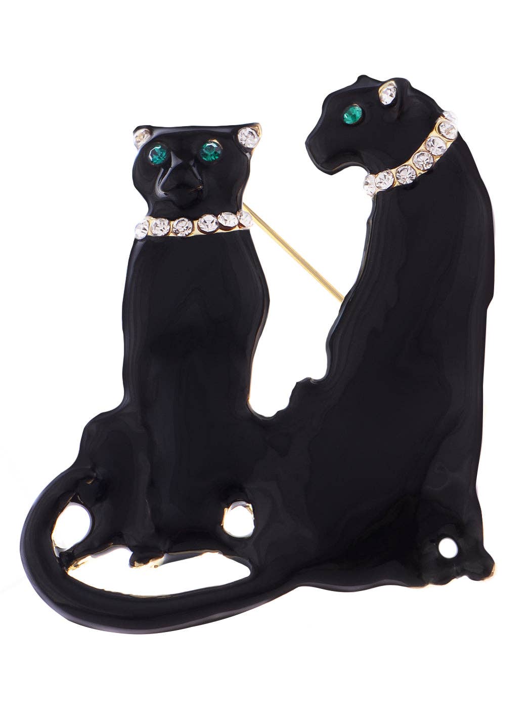 AK Brand - Wholesale Brooch - Turquoise Blue Spotted Leopard Family Twin Lover Brooch Pin4