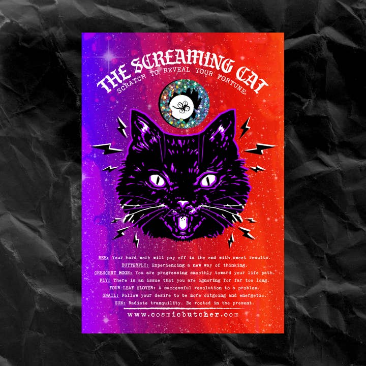 Cosmic Butcher - Wholesale Everyday Greeting Card - “Screaming Cat” Scratch Off Fortune Witchy Card