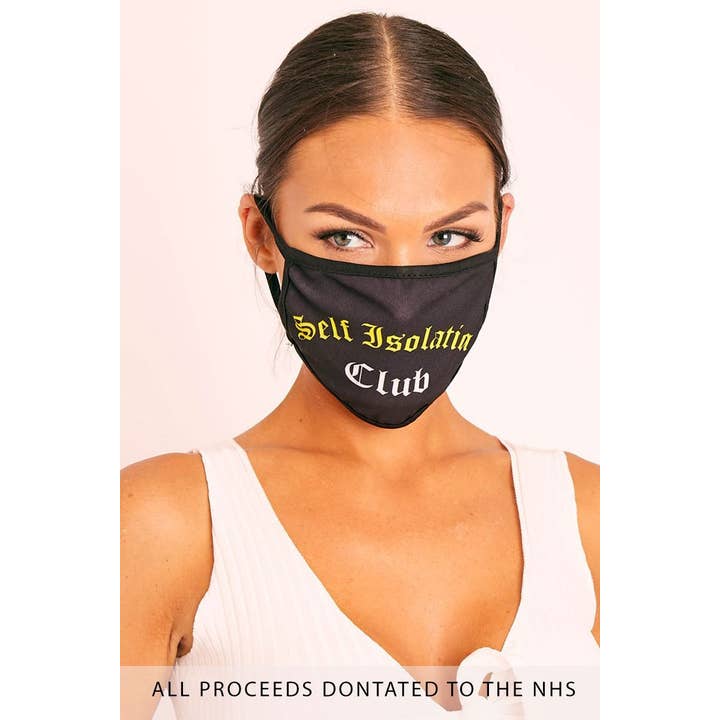 Self Mascarilla con eslogan Self Isolation Club - Nickie de venta al por mayor en Faire