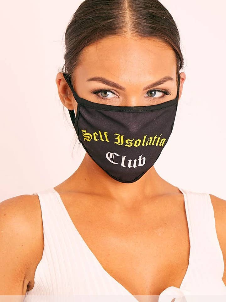 Self Isolation Club Slogan Face Mask - Nickie for wholesale by Rebellious Fashion
