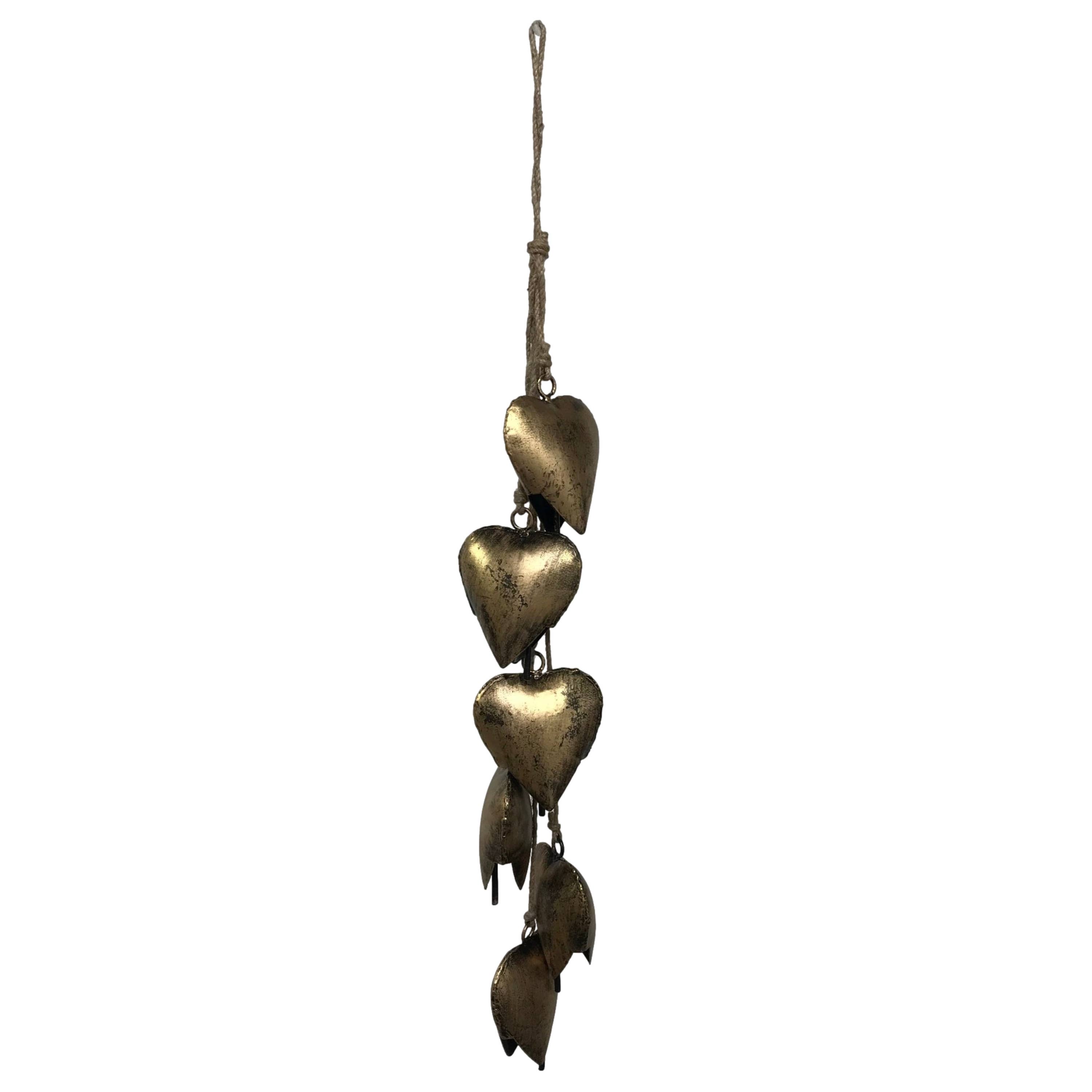 Wilco Home - Wholesale Bell - Six Piece Valentine's Heart Bell Chime Pendant on Jute Rope10