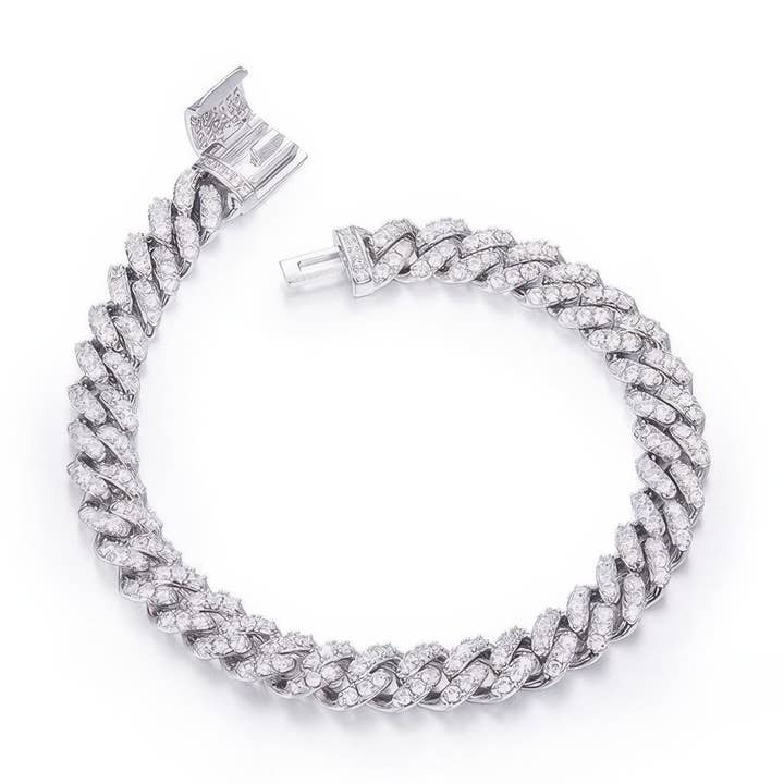 8mm Iced Out Moissanite Cuban Link Bracelet for wholesale by Sparkile