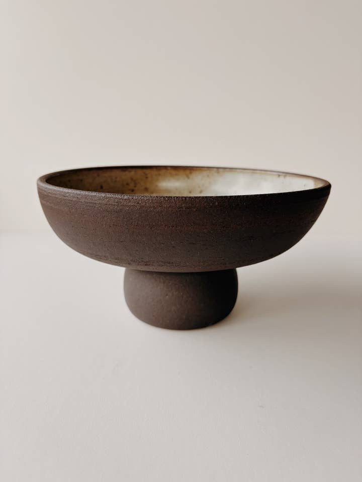 Pedestal Bowl- Dark Brown for wholesale by Coastline Ceramics