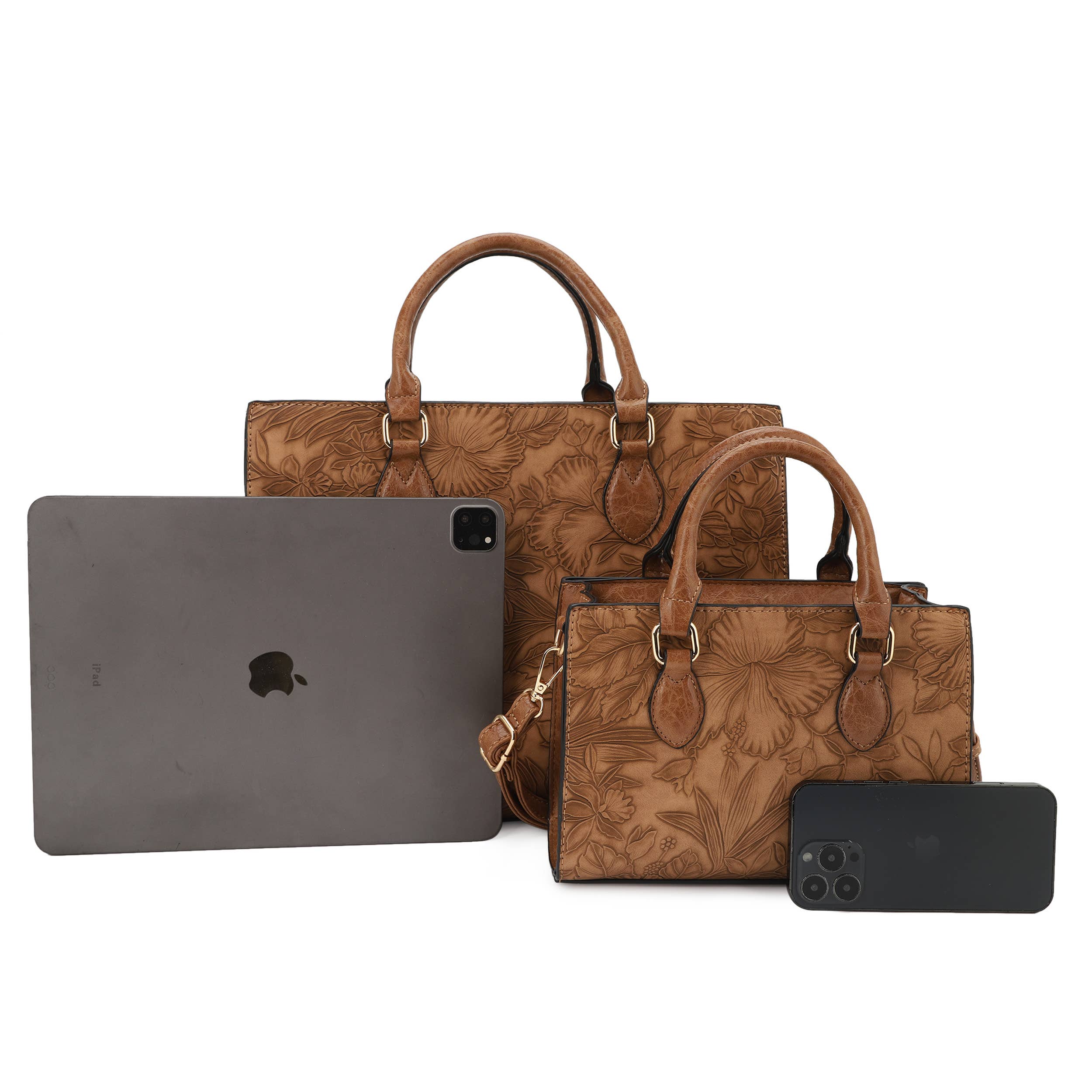 KAYLA+AVA – wholesale Bärkasse - Dam – Meredith Hibiscus blommig präglad 2 i 1 tyguppsättning7