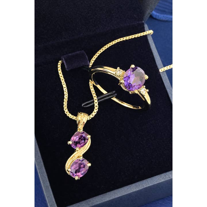 Farveskiftende Alexandrit Vedhæng & Ringsæt • Luksus for engroshandel hos Glimmering Handmade