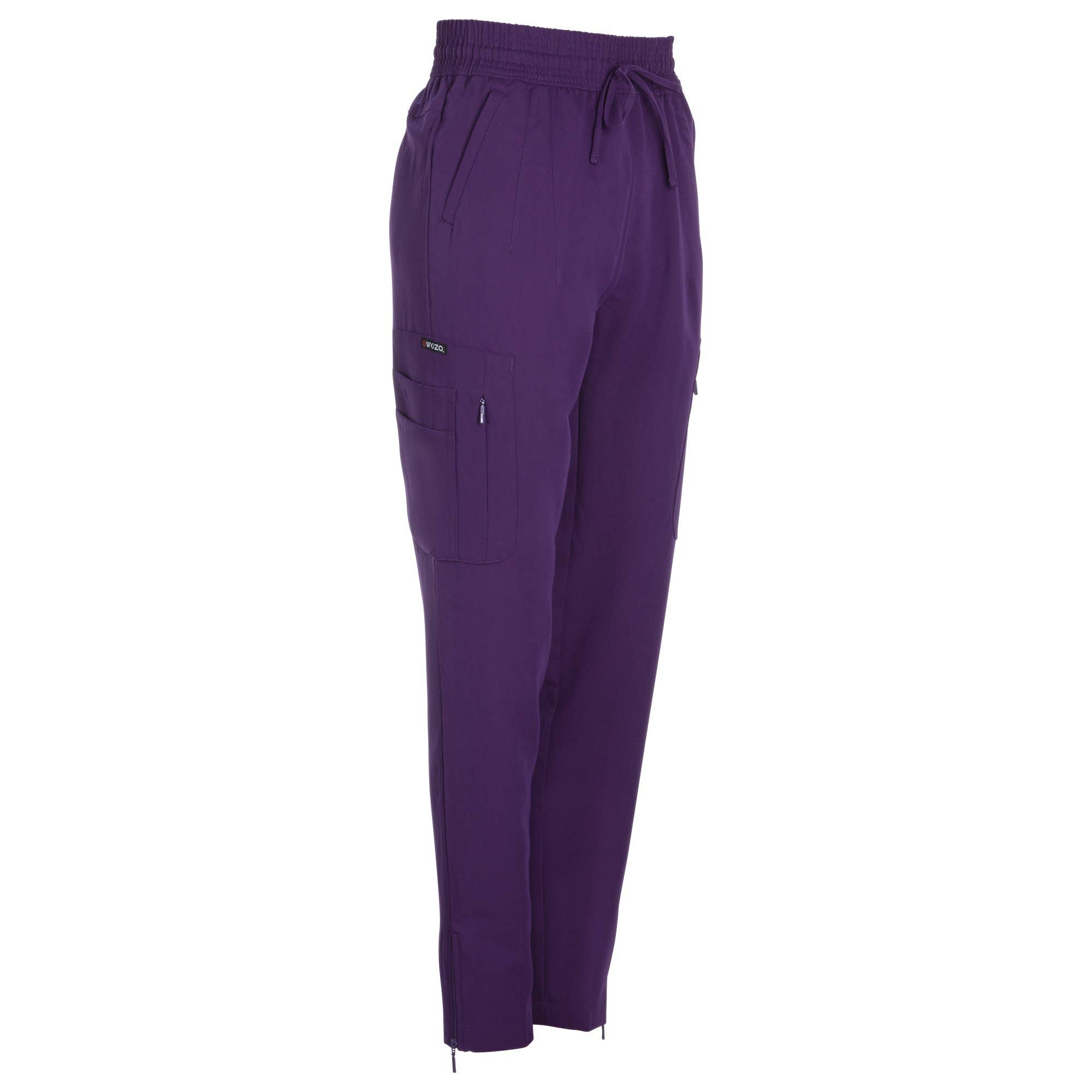 Wozo Uniforms - Wholesale Athletic Sweatpants/Joggers - Women's - ANTIMICROBIAL LISA SLIM-FIT 8-POCKET JOGGER PANTS EGGPLANT2