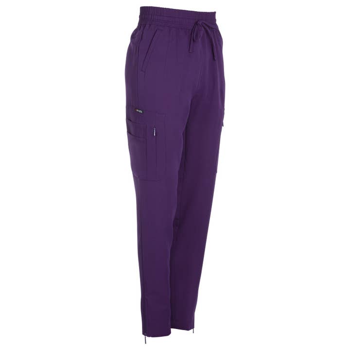 Wozo Uniforms - Wholesale Athletic Sweatpants/Joggers - Women's - ANTIMICROBIAL LISA SLIM-FIT 8-POCKET JOGGER PANTS EGGPLANT2