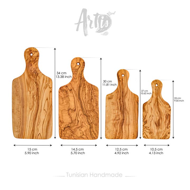 ArtisRaw - Wholesale Cutting Board - Rectangular Olive Wood Cutting Board with Handle